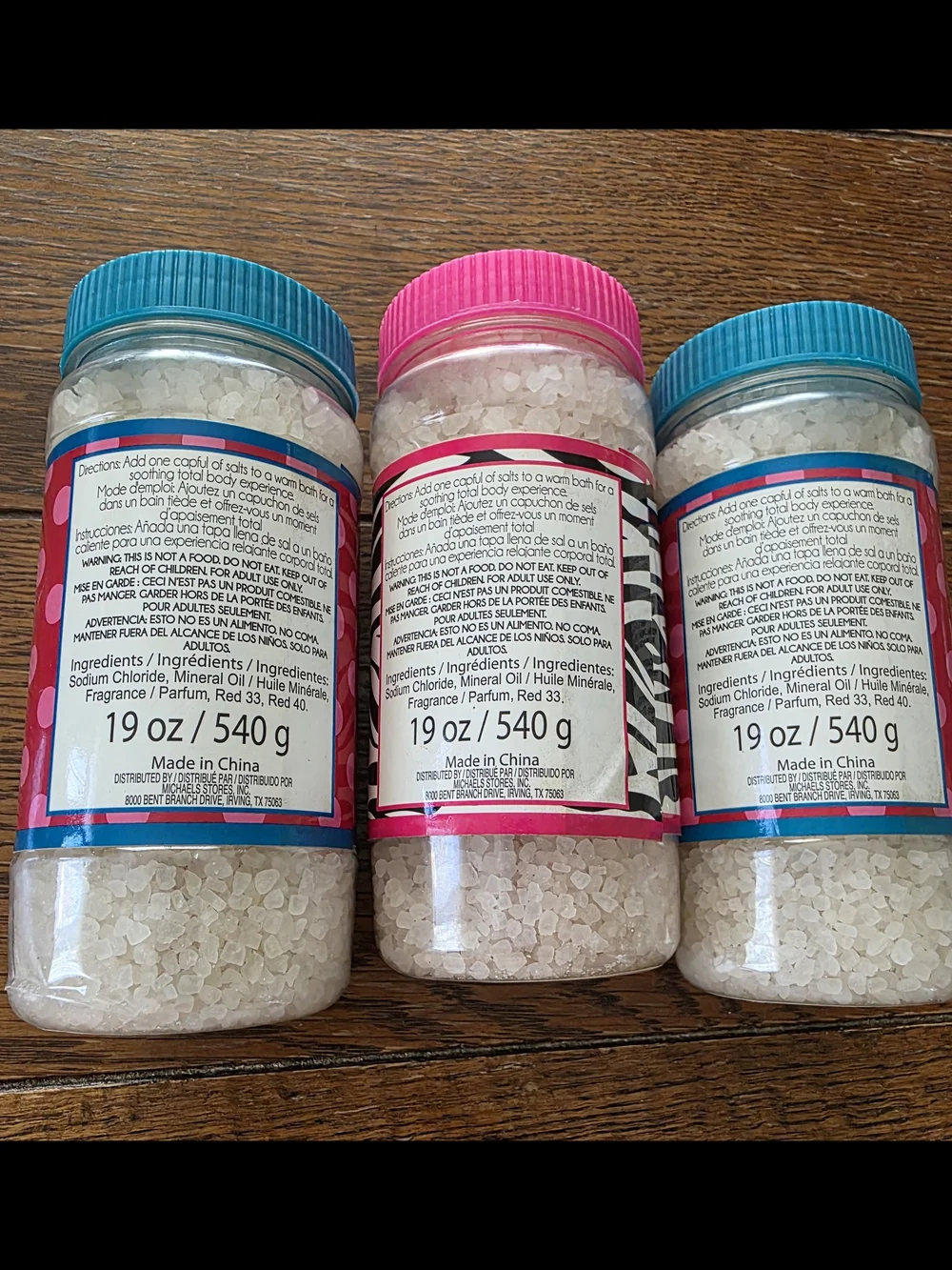 Michaels Bath Salts Trio - 2 Wild Cherry, 1 Pink Grapefruit Rose